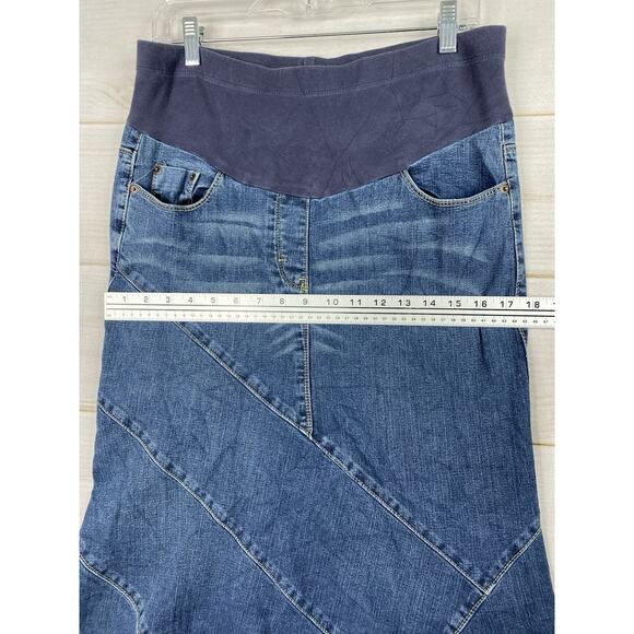 Motherhood Maternity Jean Skirt Sz M Mermaid Modest Stretch Denim Maxi Pockets - Picture 4 of 9